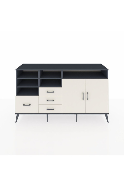 Kronos Konsol 7 Raflı 4 Çekmeceli 2 Kapaklı 176 x 59 x 99 cm Antrasit - Aytaşı