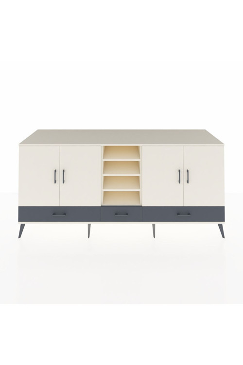 Kronos Konsol 8 Raflı 3 Çekmeceli 4 Kapaklı 220 x 59 x 99 cm Aytaşı - Aytaşı - Antrasit