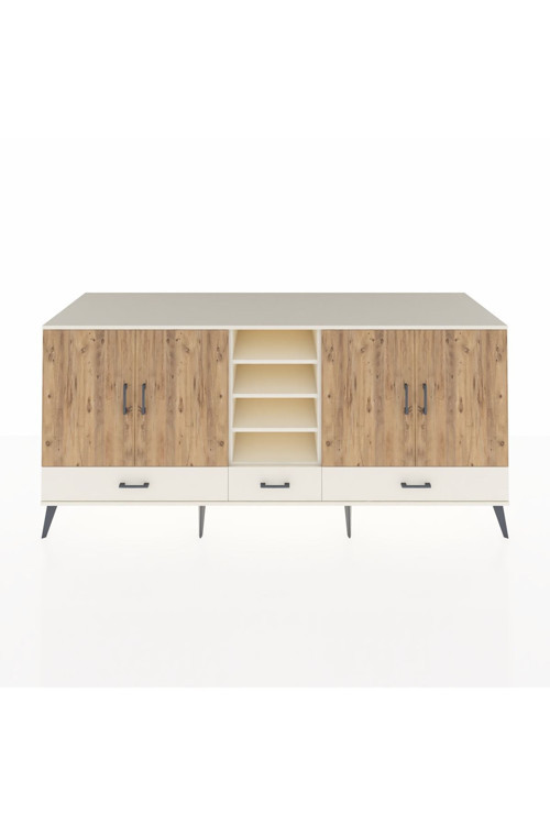 Kronos Konsol 8 Raflı 3 Çekmeceli 4 Kapaklı 220 x 59 x 99 cm Aytaşı - Çam - Aytaşı