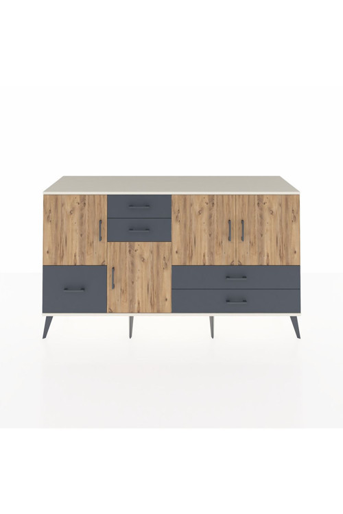 Kronos Konsol 4 Raflı 5 Çekmeceli 4 Kapaklı 176 x 59 x 99 cm Aytaşı - Çam - Antrasit