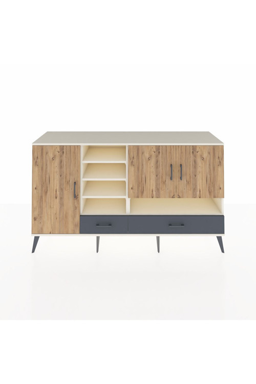 Kronos Konsol 8 Raflı 2 Çekmeceli 3 Kapaklı 176 x 59 x 99 cm Aytaşı - Çam - Antrasit