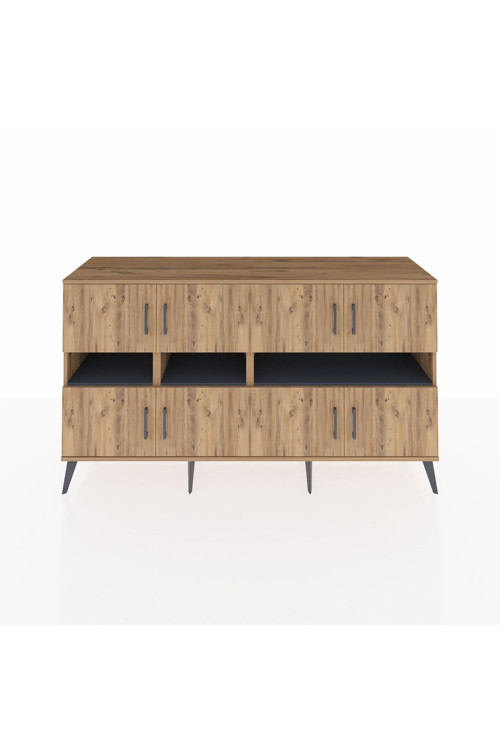 Kronos Konsol 8 Raflı 8 Kapaklı 176 x 59 x 99 cm Çam - Çam - Antrasit