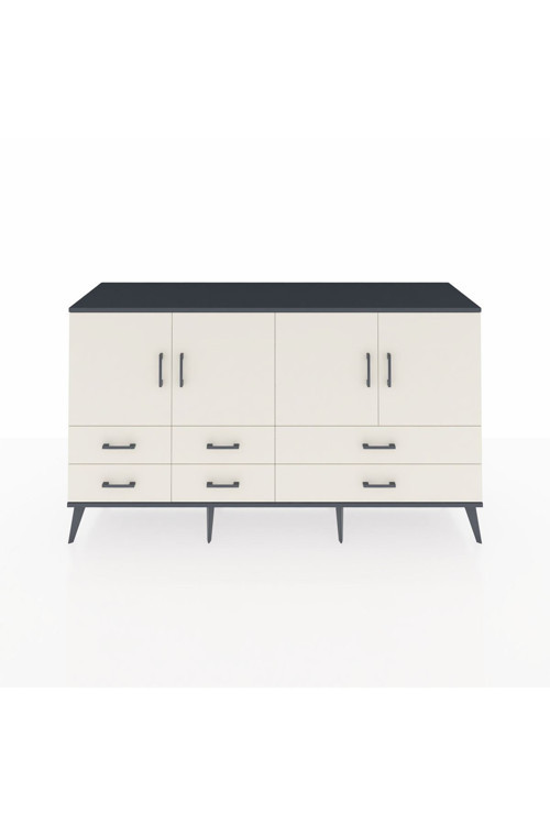 Kronos Konsol 6 Raflı 6 Çekmeceli 4 Kapaklı 176 x 59 x 99 cm Antrasit - Aytaşı