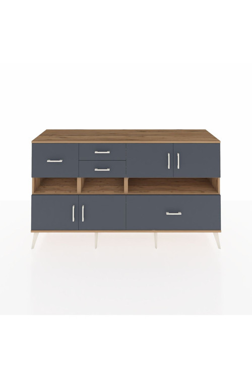 Kronos Konsol 5 Raflı 4 Çekmeceli 4 Kapaklı 176 x 59 x 99 cm Çam - Antrasit