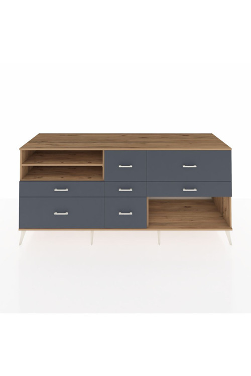 Kronos Konsol 2 Raflı 7 Çekmeceli 220x59x99 Çam-Çam/Antrasit
