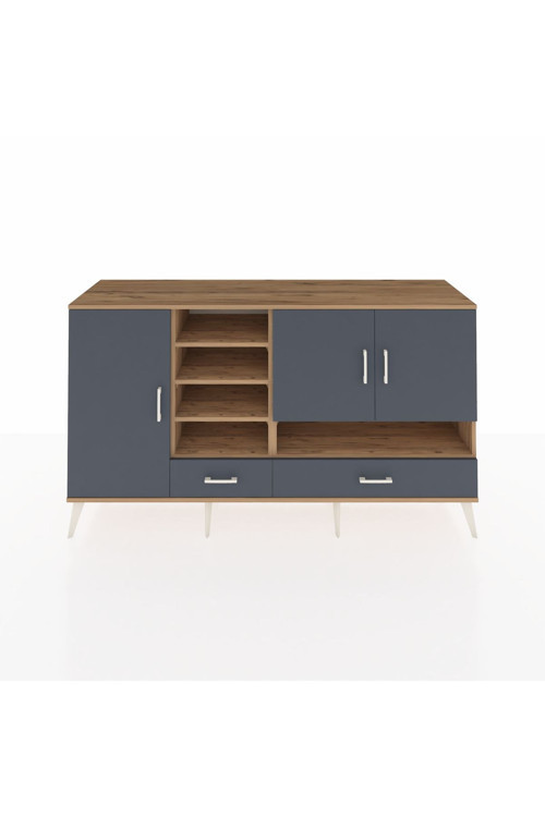 Kronos Konsol 8 Raflı 2 Çekmeceli 3 Kapaklı 176 x 59 x 99 cm Çam - Antrasit