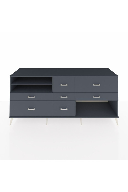 Kronos Konsol 2 Raflı 7 Çekmeceli 220x59x99 Antrasit-Antrasit/Antrasit