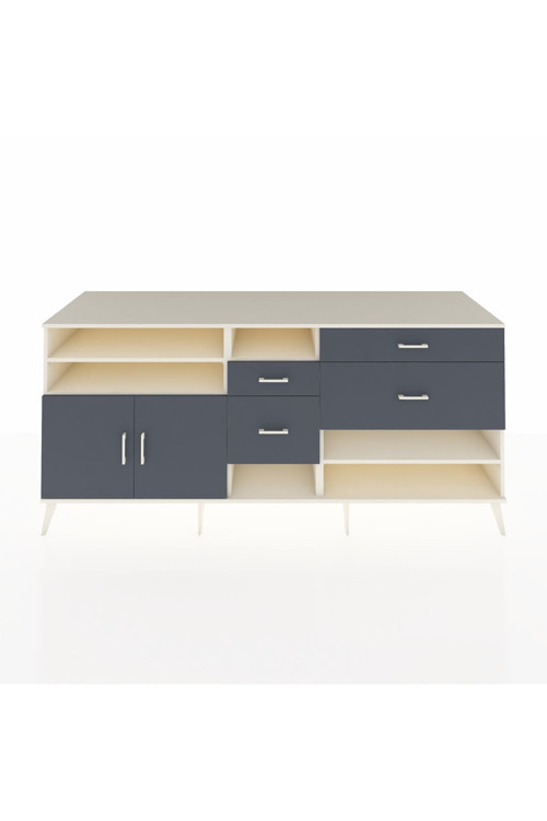 Kronos Konsol 5 Raflı 4 Çekmeceli 2 Kapaklı 220 x 59 x 99 cm Aytaşı - Antrasit - Antrasit