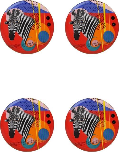 Wild Life Zebra Düz Tabak 28cm 4'lü