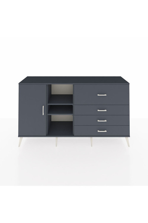 Kronos Konsol 4 Raflı 4 Çekmeceli 1 Kapaklı 176 x 59 x 99 cm Antrasit - Antrasit