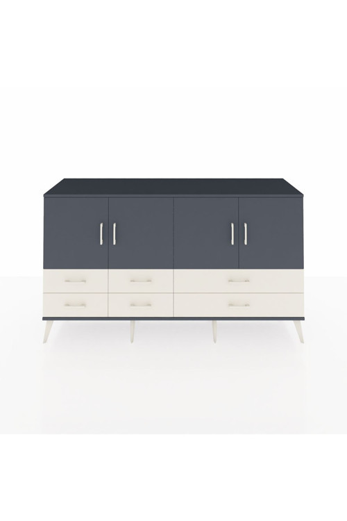 Kronos Konsol 6 Raflı 6 Çekmeceli 4 Kapaklı 176 x 59 x 99 cm Antrasit - Antrasit - Aytaşı