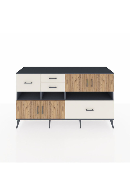 Kronos Konsol 5 Raflı 4 Çekmeceli 4 Kapaklı 176 x 59 x 99 cm Antrasit - Çam - Aytaşı