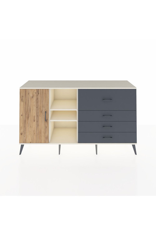 Kronos Konsol 4 Raflı 4 Çekmeceli 1 Kapaklı 176 x 59 x 99 cm Aytaşı - Çam - Antrasit