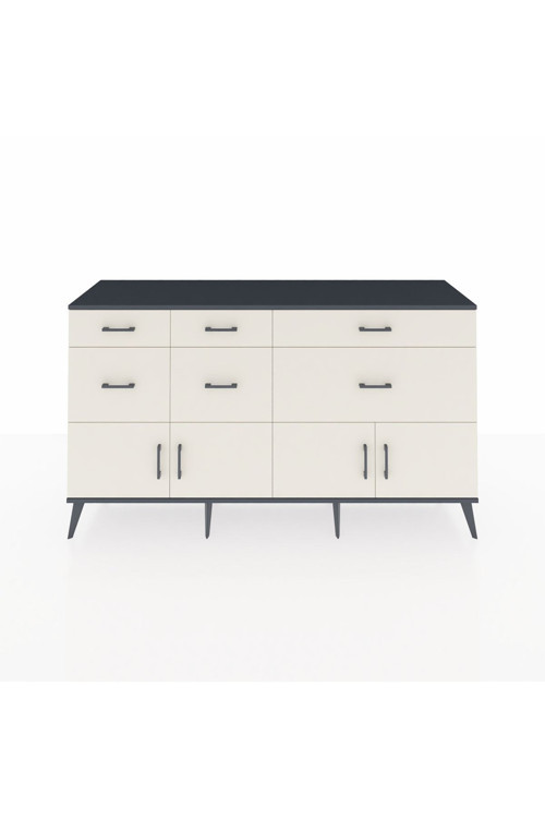 Kronos Konsol 1 Raflı 6 Çekmeceli 4 Kapaklı 176 x 59 x 99 cm Antrasit - Aytaşı