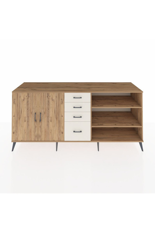 Kronos Konsol 3 Raflı 4 Çekmeceli 2 Kapaklı 220 x 59 x 99 cm Çam - Çam - Aytaşı