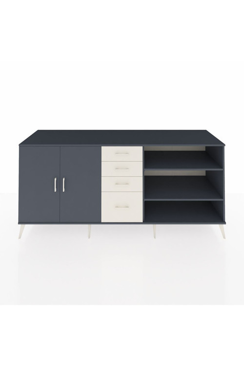 Kronos Konsol 3 Raflı 4 Çekmeceli 2 Kapaklı 220 x 59 x 99 cm Antrasit - Antrasit - Aytaşı