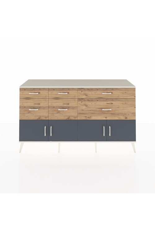 Kronos Konsol 1 Raflı 6 Çekmeceli 4 Kapaklı 176 x 59 x 99 cm Aytaşı - Antrasit - Çam