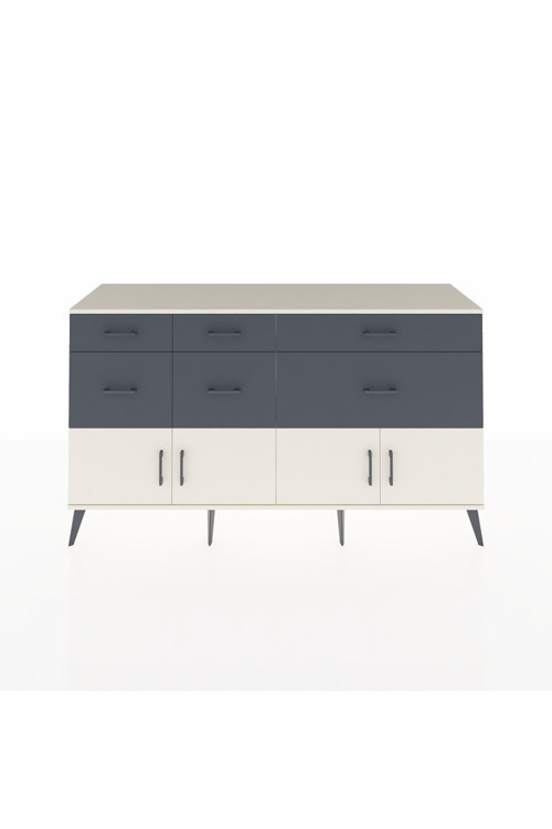 Kronos Konsol 1 Raflı 6 Çekmeceli 4 Kapaklı 176 x 59 x 99 cm Aytaşı - Aytaşı - Antrasit