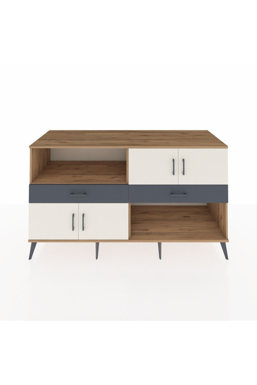 Kronos Konsol 3 Raflı 2 Çekmeceli 4 Kapaklı 176x59x99 Çam-Aytaşı/Antrasit