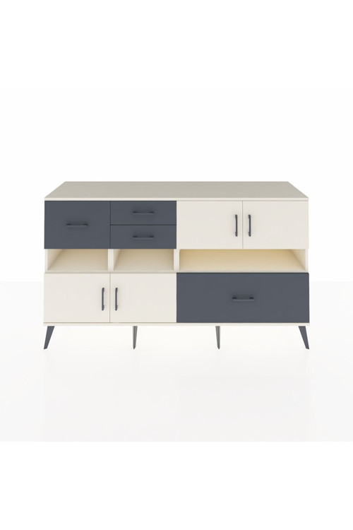 Kronos Konsol 5 Raflı 4 Çekmeceli 4 Kapaklı 176 x 59 x 99 cm Aytaşı - Aytaşı - Antrasit
