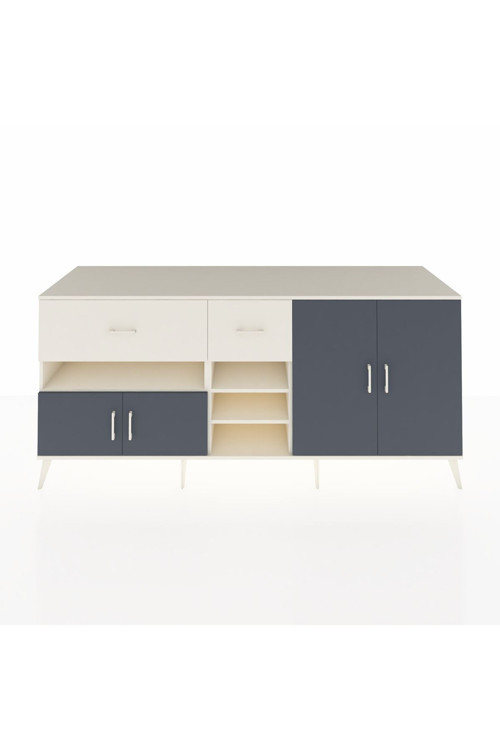 Kronos Konsol 5 Raflı 2 Çekmeceli 4 Kapaklı 220 x 59 x 99 cm Aytaşı - Antrasit - Aytaşı