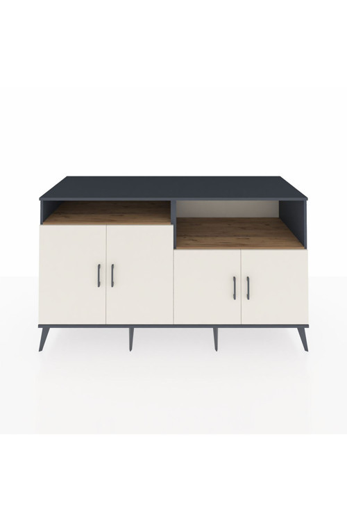 Kronos Konsol 4 Raflı 4 Kapaklı 176x59x99 Antrasit-Aytaşı/Çam