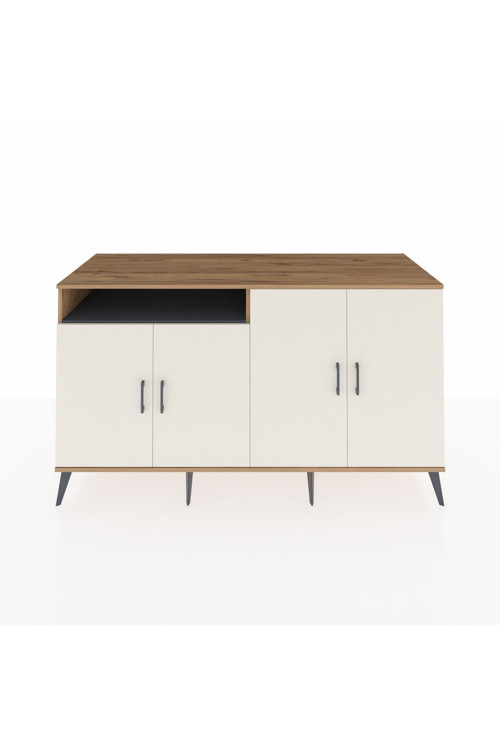 Kronos Konsol 4 Raflı 4 Kapaklı 176x59x99 Çam-Aytaşı/Antrasit
