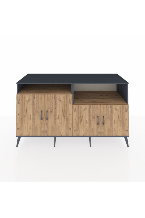 Kronos Konsol 4 Raflı 4 Kapaklı 176 x 59 x 99 cm Antrasit - Çam