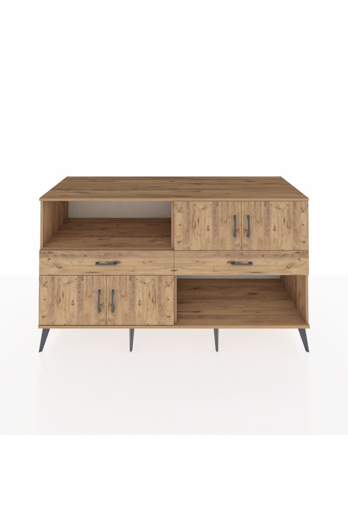 Kronos Konsol 3 Raflı 2 Çekmeceli 4 Kapaklı 176 x 59 x 99 cm Çam - Çam