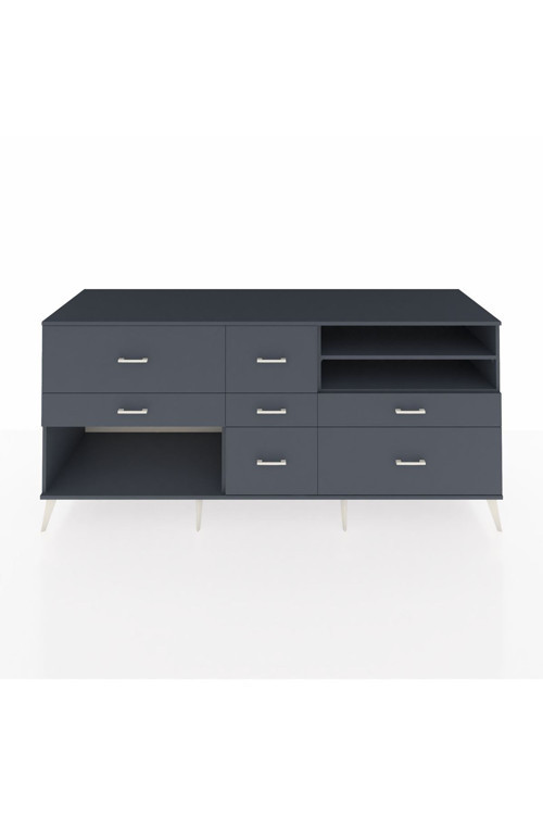 Kronos Konsol 2 Raflı 7 Çekmeceli 220 x 59 x 99 cm Antrasit - Antrasit - Antrasit