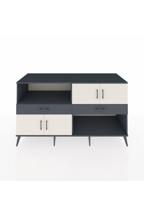 Kronos Konsol 3 Raflı 2 Çekmeceli 4 Kapaklı 176 x 59 x 99 cm Antrasit - Aytaşı - Antrasit