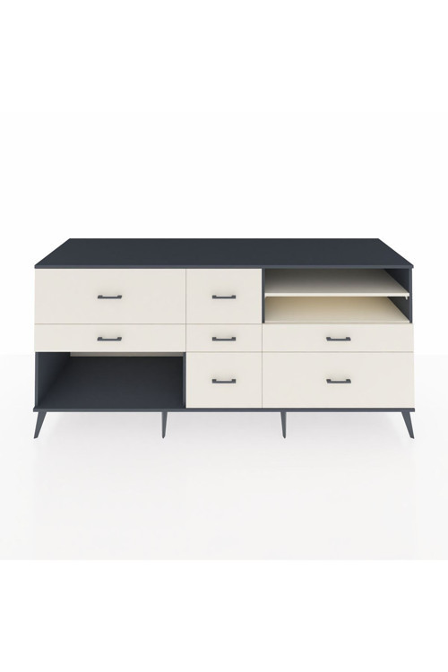 Kronos Konsol 2 Raflı 7 Çekmeceli 220 x 59 x 99 cm Antrasit - Aytaşı - Aytaşı