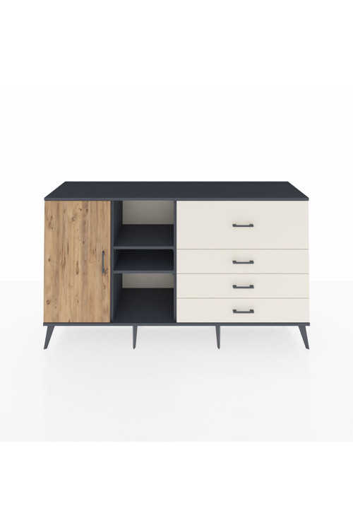Kronos Konsol 4 Raflı 4 Çekmeceli 1 Kapaklı 176 x 59 x 99 cm Antrasit - Çam - Aytaşı