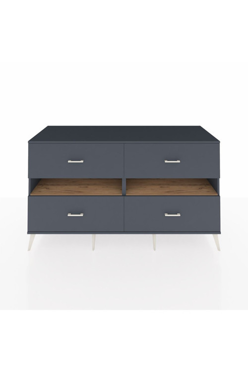 Kronos Konsol 2 Raflı 4 Çekmeceli 176x59x99 Antrasit-Çam/Antrasit