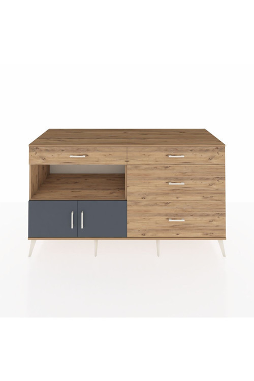 Kronos Konsol 1 Raflı 4 Çekmeceli 2 Kapaklı 176 x 59 x 99 cm Çam - Antrasit - Çam