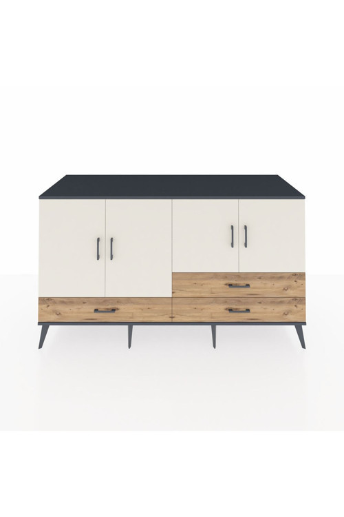 Kronos Konsol 5 Raflı 3 Çekmeceli 4 Kapaklı 176 x 59 x 99 cm Antrasit - Aytaşı - Çam