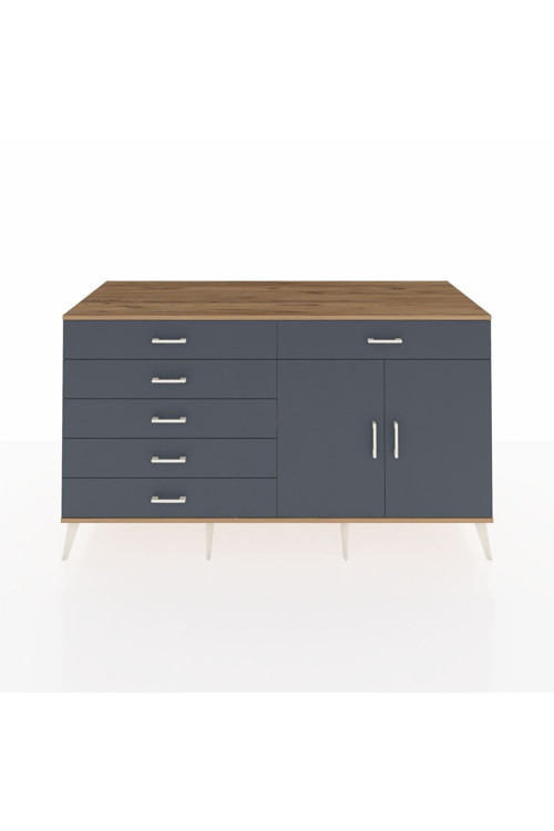 Kronos Konsol 1 Raflı 6 Çekmeceli 2 Kapaklı 176 x 59 x 99 cm Çam - Antrasit
