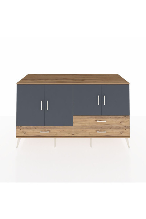 Kronos Konsol 5 Raflı 3 Çekmeceli 4 Kapaklı 176 x 59 x 99 cm Çam - Antrasit - Çam
