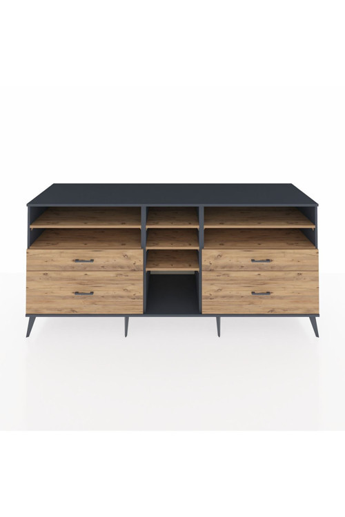 Kronos Konsol 7 Raflı 4 Çekmeceli 220 x 59 x 99 cm Antrasit - Çam - Çam