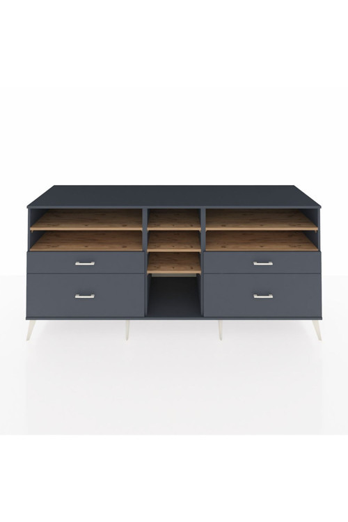 Kronos Konsol 7 Raflı 4 Çekmeceli 220 x 59 x 99 cm Antrasit - Çam - Antrasit