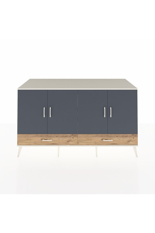 Kronos Konsol 6 Raflı 2 Çekmeceli 4 Kapaklı 176 x 59 x 99 cm Aytaşı - Antrasit - Çam