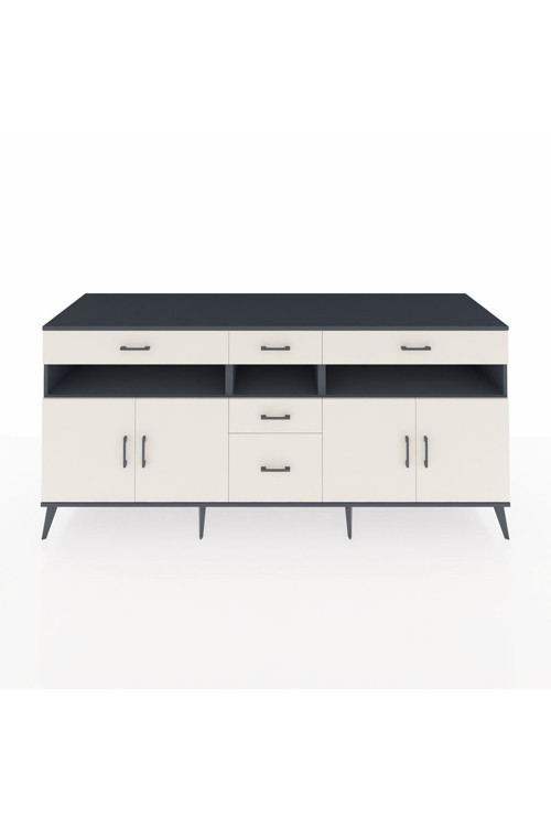Kronos Konsol 5 Raflı 5 Çekmeceli 4 Kapaklı 220 x 59 x 99 cm Antrasit - Aytaşı - Aytaşı