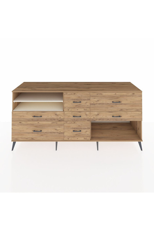 Kronos Konsol 2 Raflı 7 Çekmeceli 220x59x99 Çam-Aytaşı/Çam