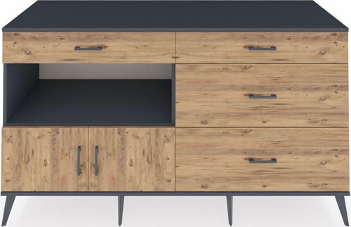 Kronos Konsol 1 Raflı 4 Çekmeceli 2 Kapaklı 176 x 59 x 99 cm Antrasit - Çam