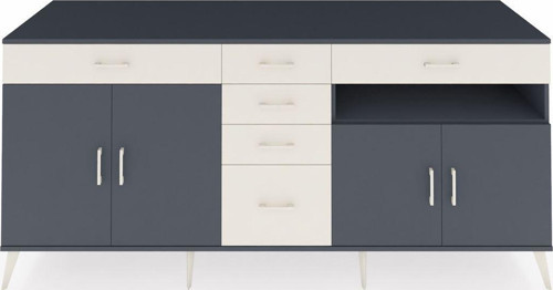 Kronos Konsol 3 Raflı 6 Çekmeceli 4 Kapaklı 220x59x99 Antrasit-Antrasit/Aytaşı