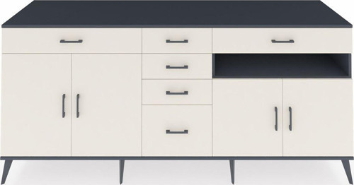 Kronos Konsol 3 Raflı 6 Çekmeceli 4 Kapaklı 220x59x99 Antrasit-Aytaşı/Aytaşı