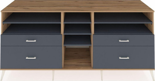 Kronos Konsol 7 Raflı 4 Çekmeceli 220 x 59 x 99 cm Çam - Antrasit - Antrasit