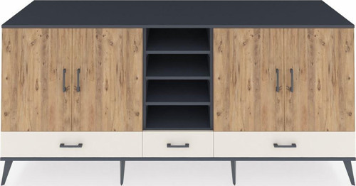 Kronos Konsol 8 Raflı 3 Çekmeceli 4 Kapaklı 220 x 59 x 99 cm Antrasit - Çam - Aytaşı