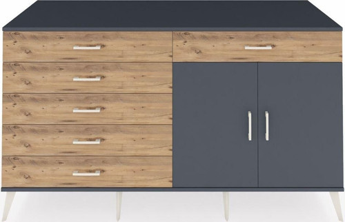 Kronos Konsol 1 Raflı 6 Çekmeceli 2 Kapaklı 176 x 59 x 99 cm Antrasit - Antrasit - Çam