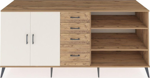 Kronos Konsol 3 Raflı 4 Çekmeceli 2 Kapaklı 220 x 59 x 99 cm Çam - Aytaşı - Çam